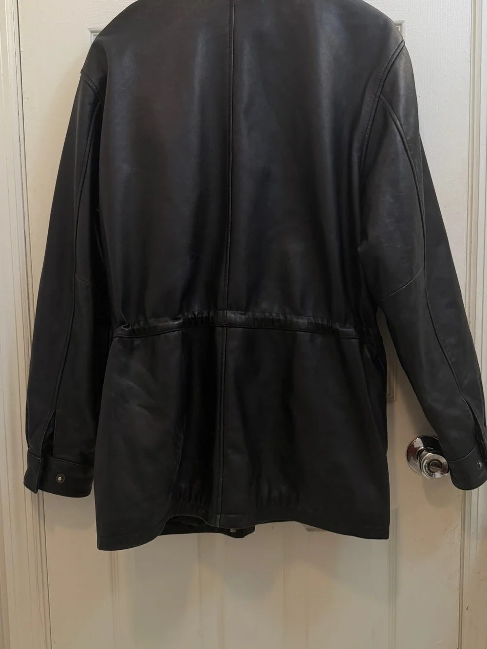 Men's Black Leather Quilted-Liner Jacket